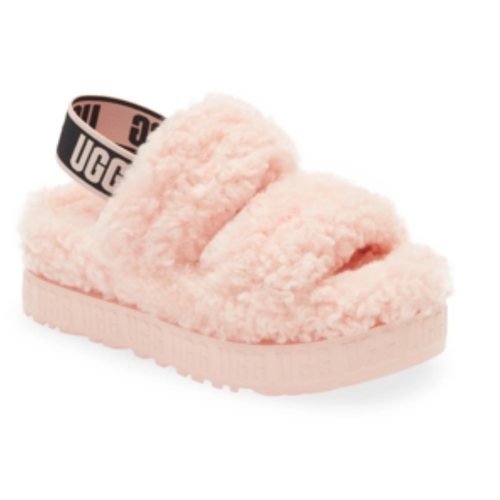 UGG® Oh Fluffita Genuine Shearling Slingback Sandal - PINK SCALLOP